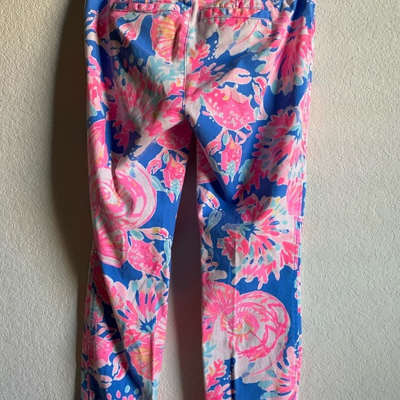 Lilly Pulitzer Sadie Bennet Blue Day Dreamin Crop Chino Stretch Tropical Pants00 - Picture 9 of 13